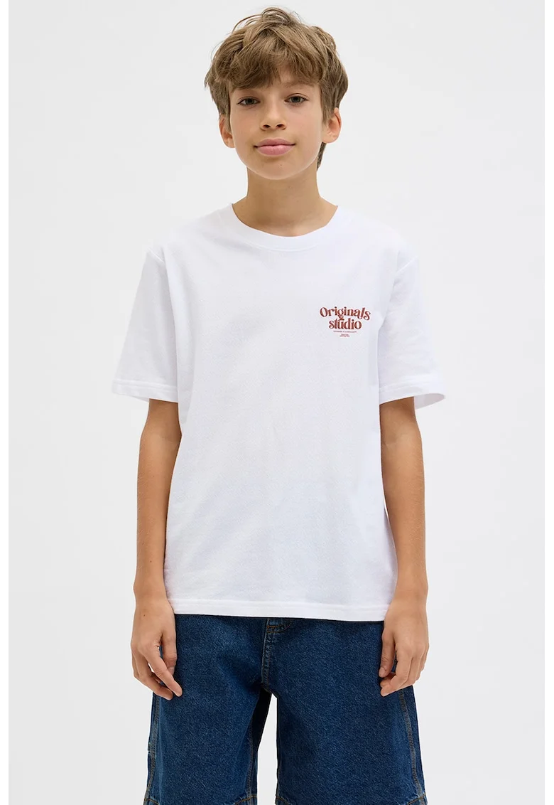 Tricou cu imprimeu pe spate, Alb/Rosu stins