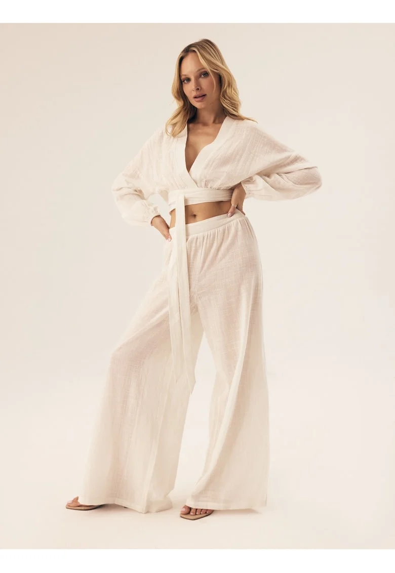 Pantaloni dama Seaside  alb crem, Crem