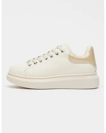 Pantofi sport low-cut din piele, Bej/Crem