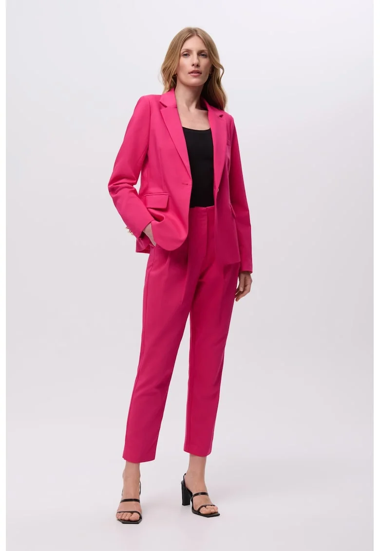 Pantaloni crop cu croiala evazata, Roz zmeuriu
