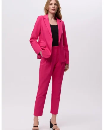 Pantaloni crop cu croiala evazata, Roz zmeuriu