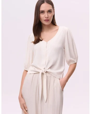 Bluza din amestec de in, Alb fildes