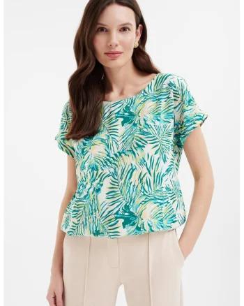 Tricou cu imprimeu, Alb/Verde