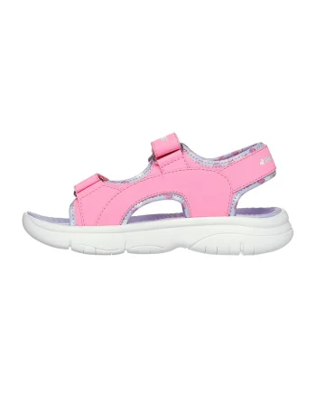 Sandale din material textil cu velcro, Roz
