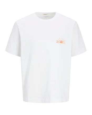 Tricou de bumbac cu imprimeu, Portocaliu pal/Alb murdar/Albastru deschis