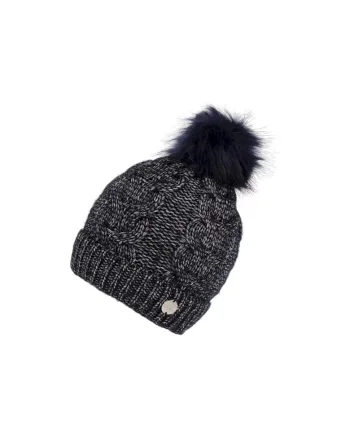 Caciula dama  beanie, gri, 100% acril, cu pompon, universala