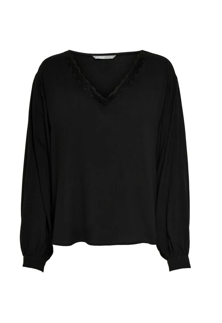 Bluza dama  neagra, 100% viscoza, decolteu in V, maneca lunga