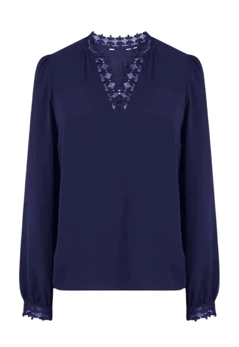 Bluza dama,  Eleganta, Poliester/Viscoza/Elastan, Bleumarin,