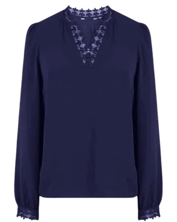 Bluza dama,  Eleganta, Poliester/Viscoza/Elastan, Bleumarin,