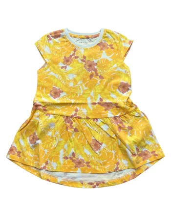 Rochie fete,  flori, galben, bumbac