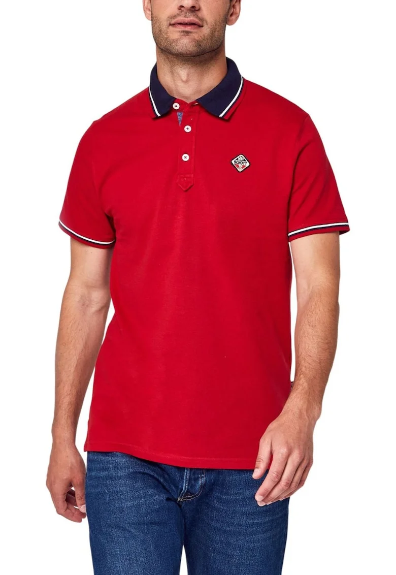 Tricou polo barbatesc  bumbac, rosu, design modern, maneci scurte,