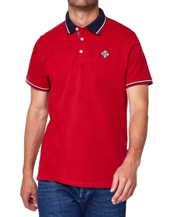 Tricou polo barbatesc  bumbac, rosu, design modern, maneci scurte,