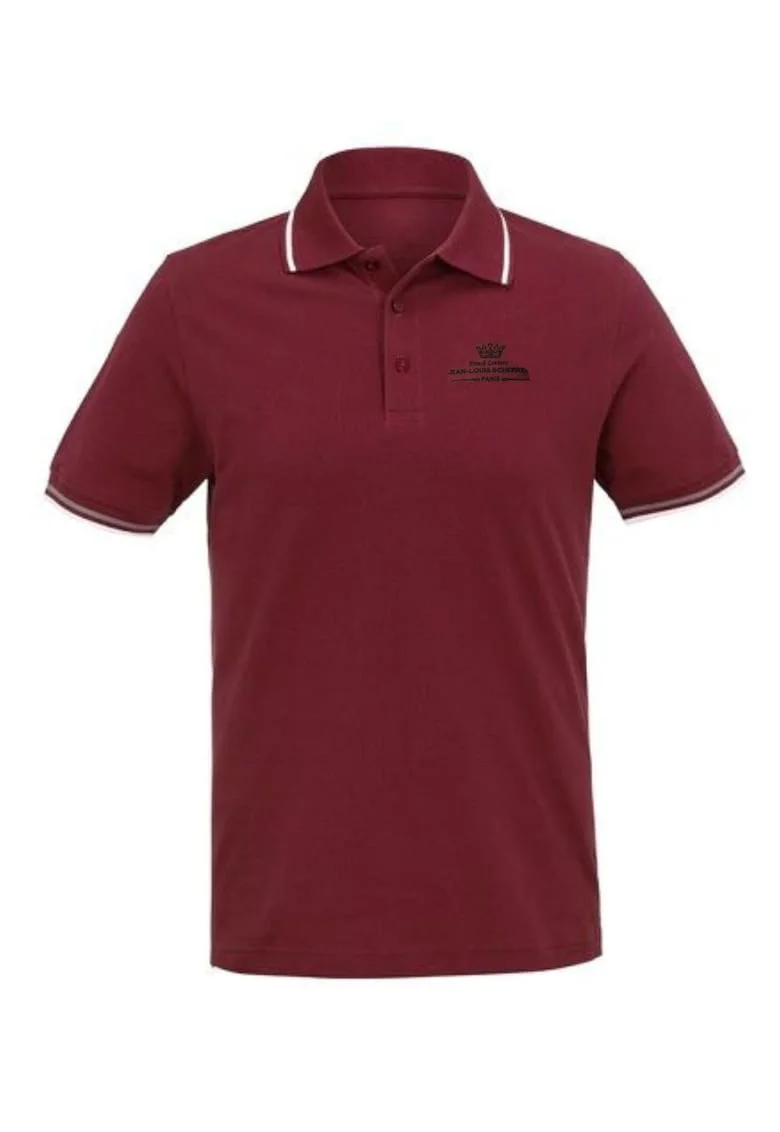 Tricou polo barbatesc Jean Louis Scherrer, bumbac, burgundia, broderie, fara model,