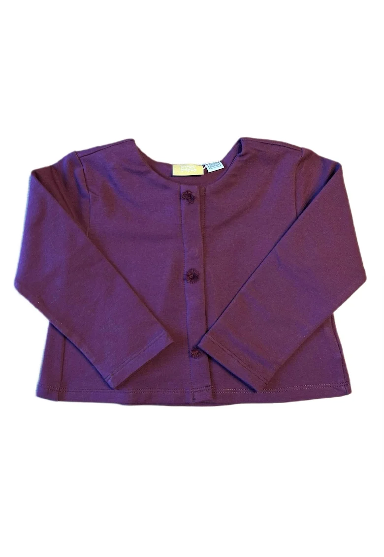 Cardigan copii  burgundia, bumbac-elastan, croiala clasica, maneci lungi,