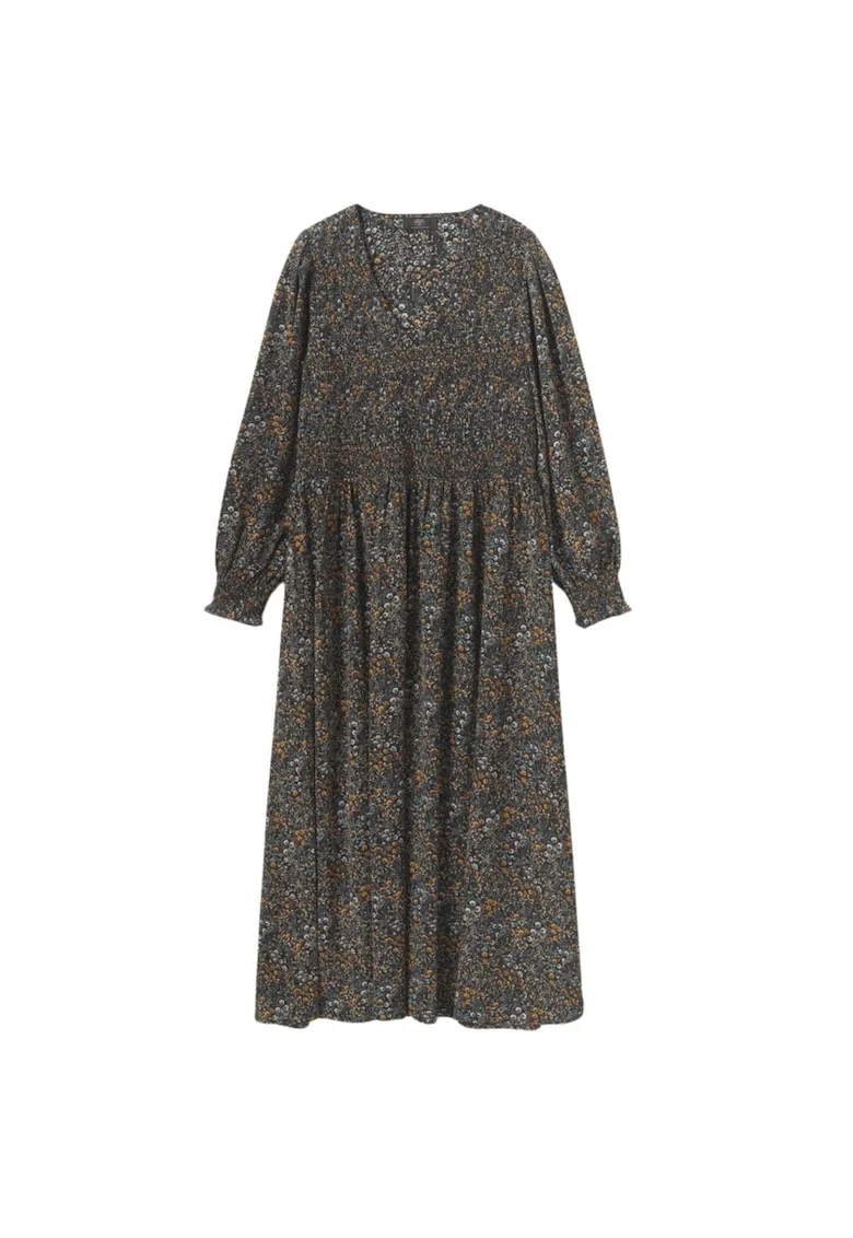 Rochie dama  flori, evazata, multicolor, poliester-elastan, Multicolor
