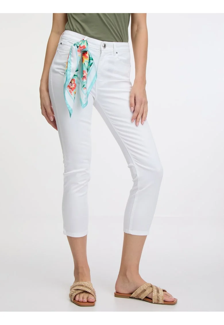 Blugi skinny capri cu esarfa