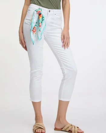 Blugi skinny capri cu esarfa