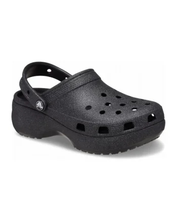 Saboti slingback flatform cu aspect stralucitor Classic, Negru
