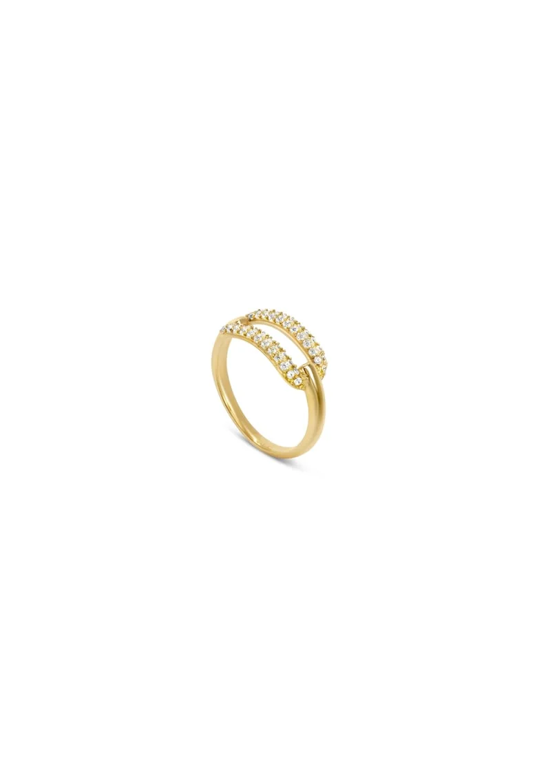 Inel placat cu aur de 18K si decorat cu zirconia, Auriu