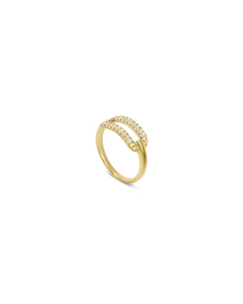 Inel placat cu aur de 18K si decorat cu zirconia, Auriu
