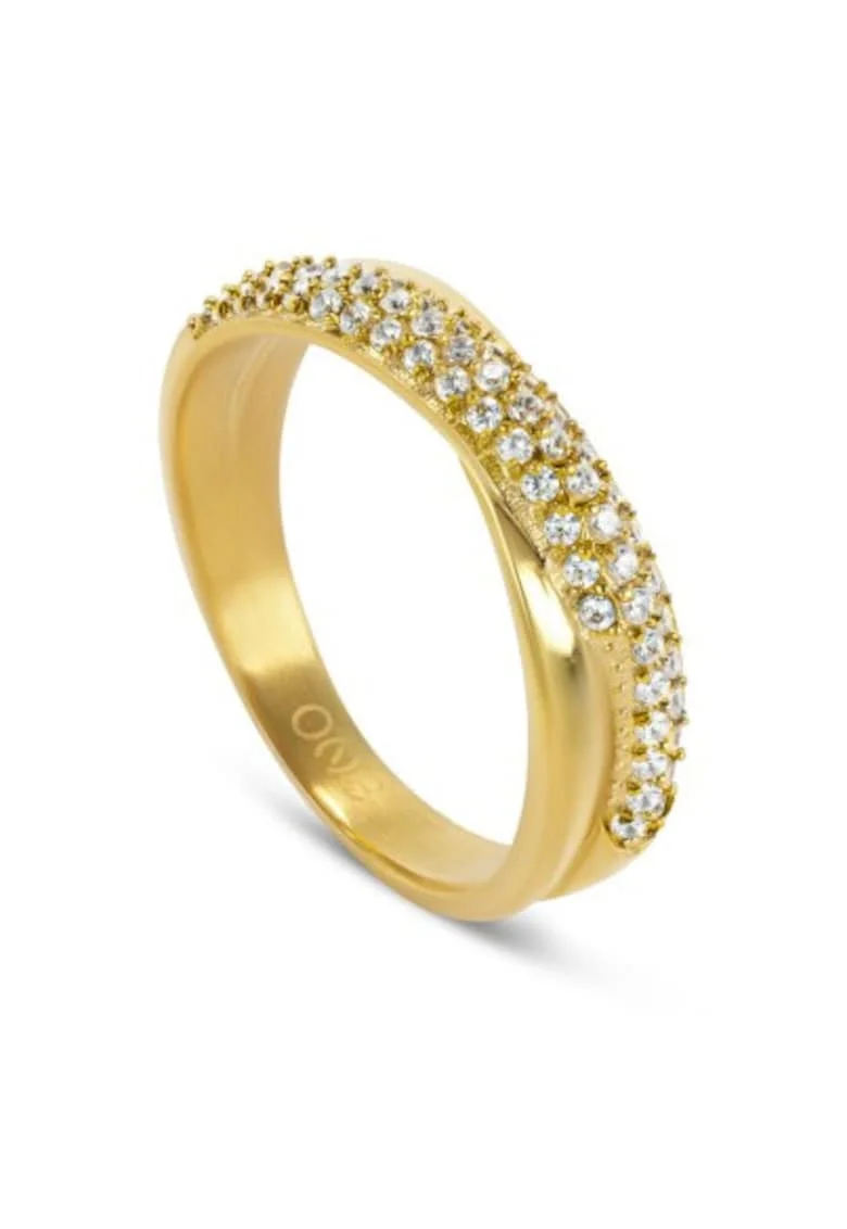 Inel din otel inoxidabil decorat cu zirconia
