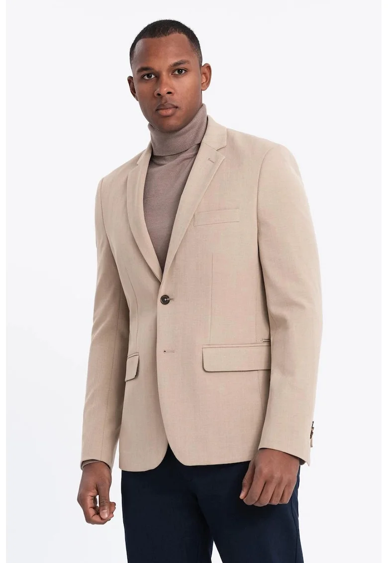 Sacou regular fit cu buzunare cu clapa, Maro taupe