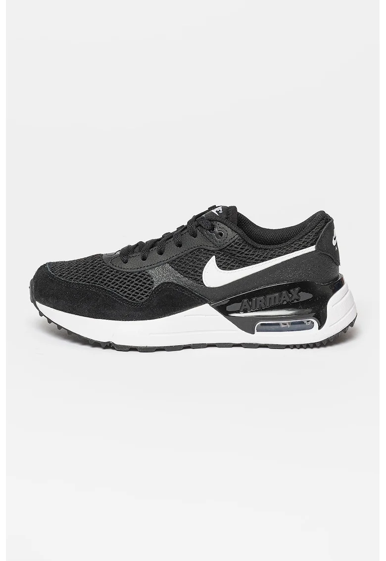 Pantofi sport cu insertii de piele intoarsa Air Max SYSTM, Alb/Negru