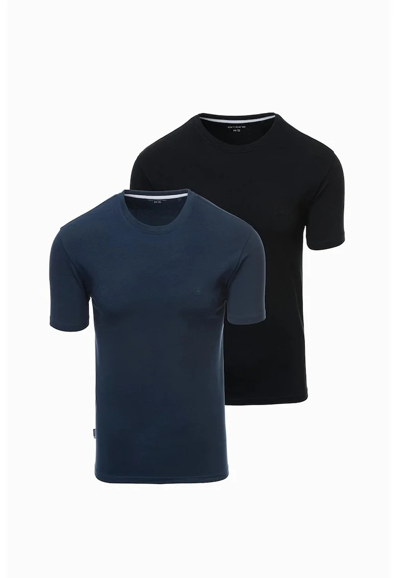 Set de tricouri cu decolteu la baza gatului - 2 piese, Negru/Bleumarin