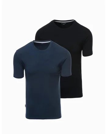 Set de tricouri cu decolteu la baza gatului - 2 piese, Negru/Bleumarin