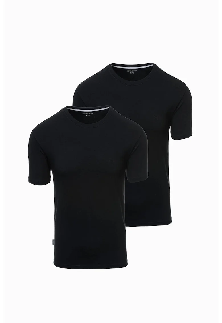Set de tricouri cu decolteu la baza gatului - 2 piese, Negru