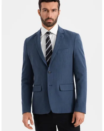 Sacou regular fit cu buzunare cu clapa, Bleumarin