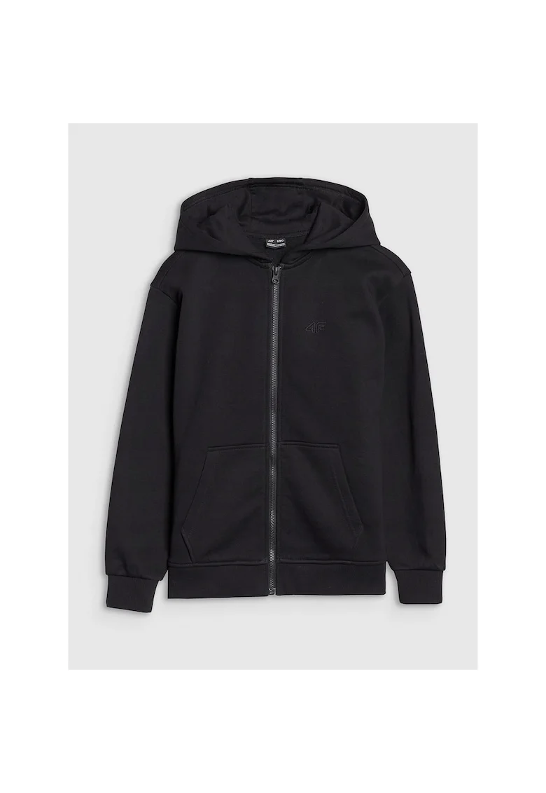 Hanorac pentru fete,  Bumbac/Poliester, Cu fermoar, Oversize, Negru