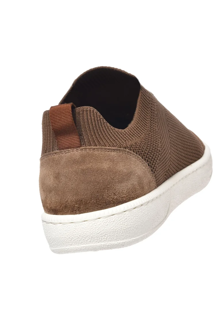 Pantofi sport de plasa cu garnituri de piele intoarsa, Bej