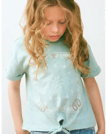 Tricou cu detaliu cu funda, Verde menta
