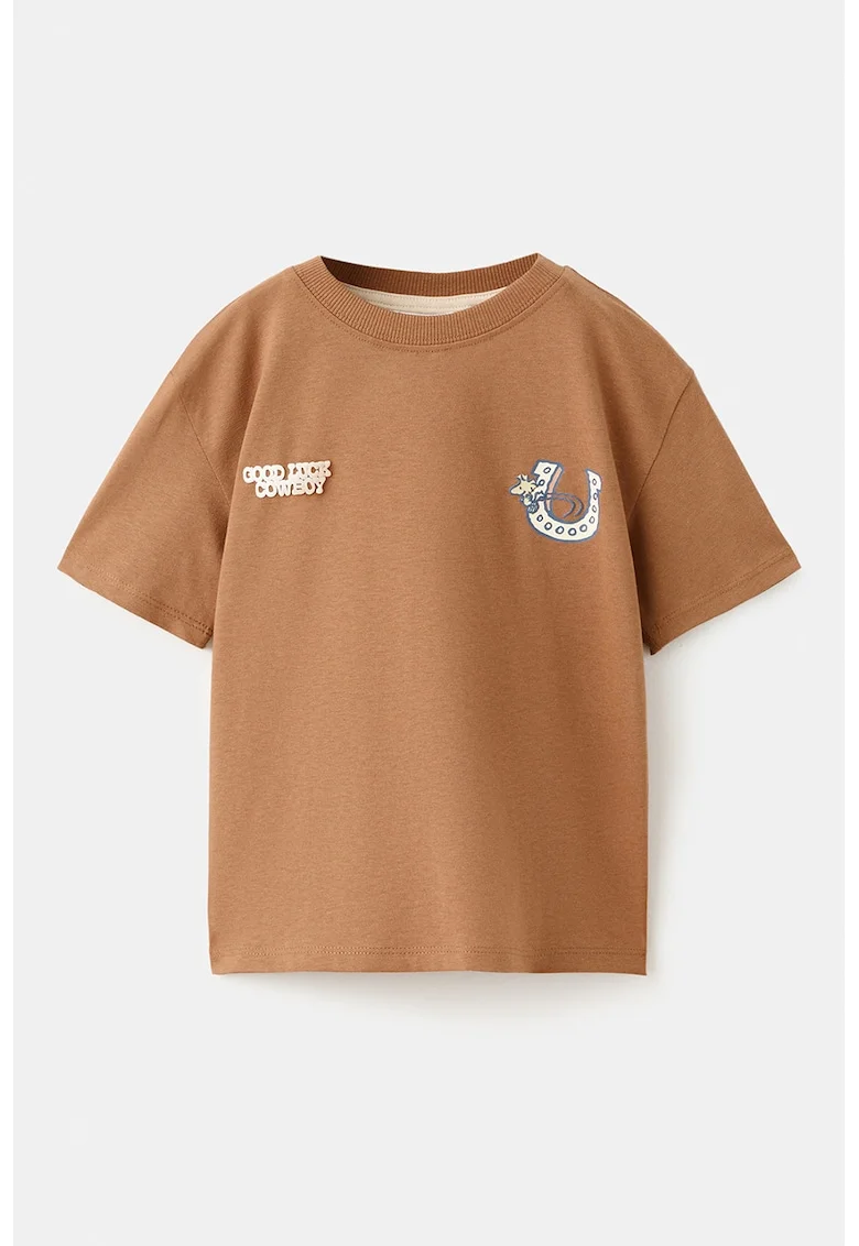 Tricou cu imprimeu grafic, Caramel