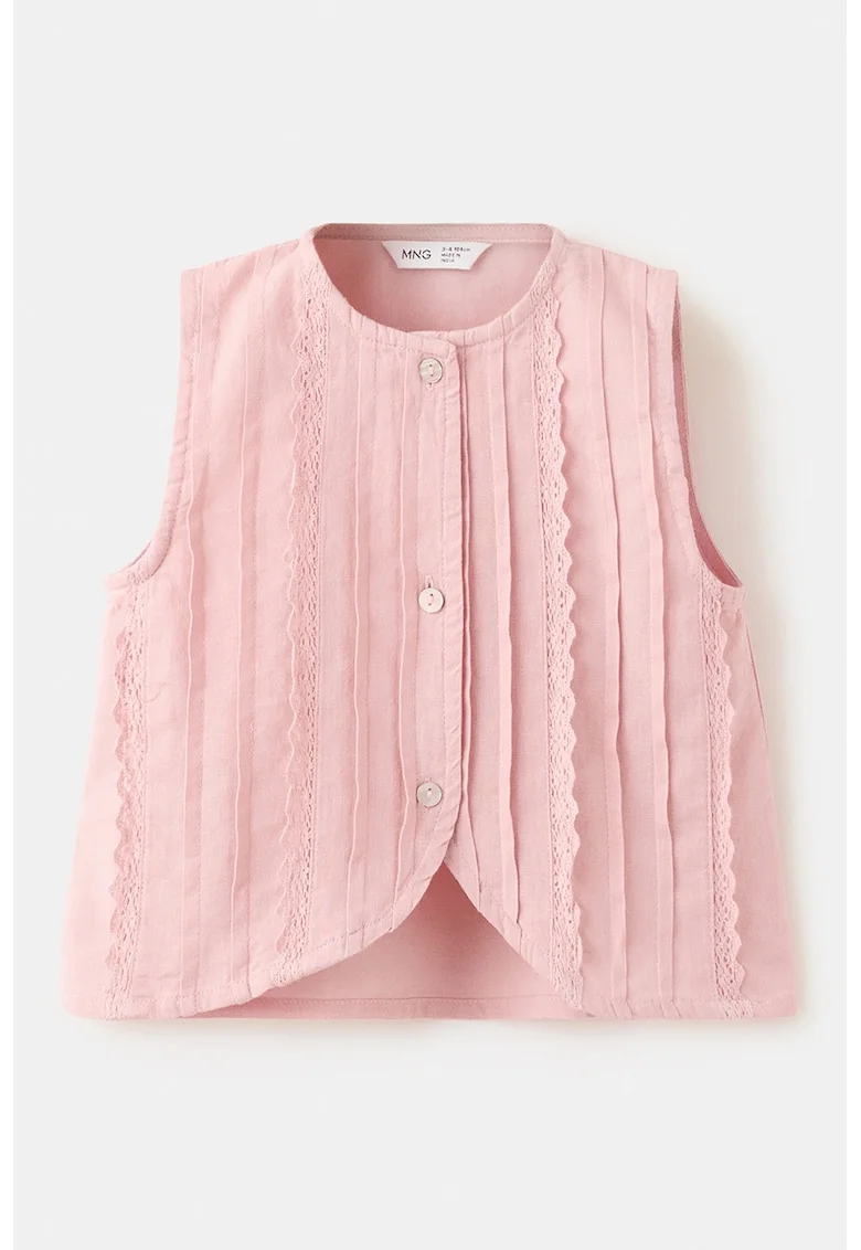 Bluza cu nasturi si detalii brodate, Roz pal