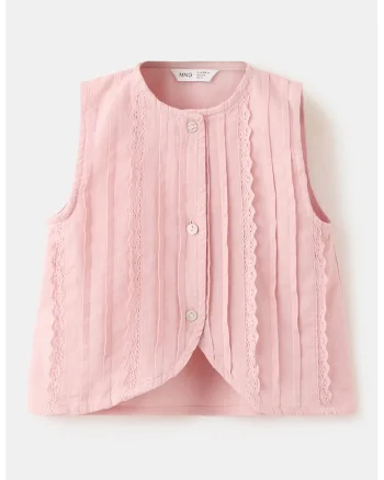 Bluza cu nasturi si detalii brodate, Roz pal