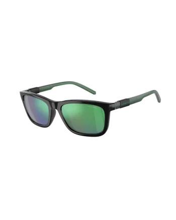 Ochelari de soare dreptunghiulari cu lentile oglinda, Verde/Negru