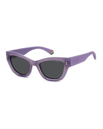 Ochelari de soare cat-eye cu lentile polarizate, Lila pal
