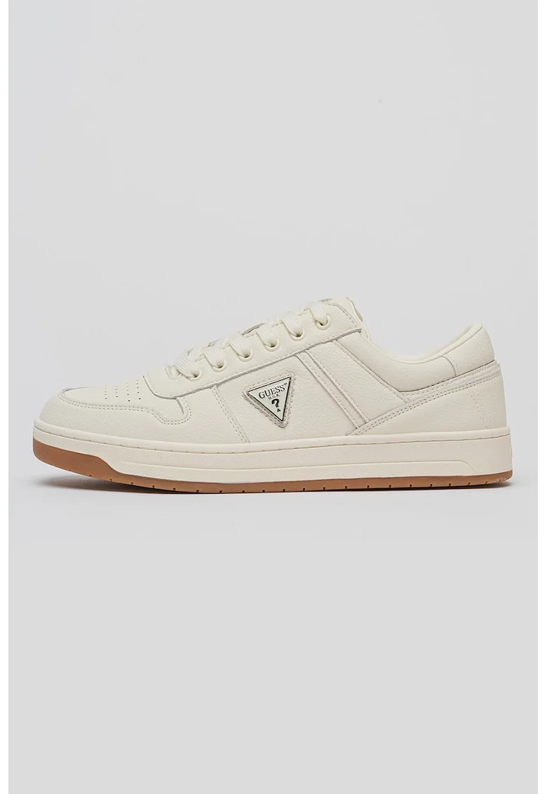 Pantofi sport low-cut din piele, Alb fildes
