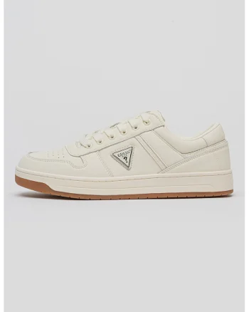 Pantofi sport low-cut din piele, Alb fildes