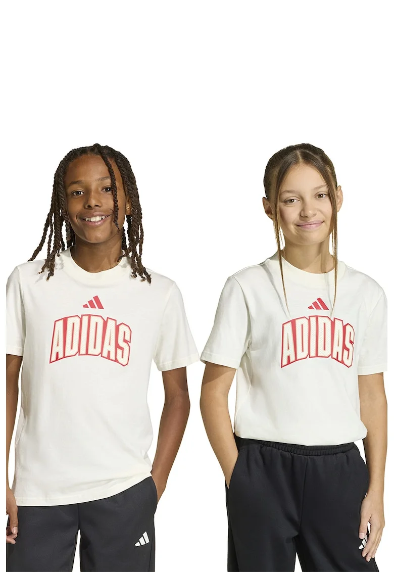 Tricou de bumbac cu logo Gfx, Alb murdar