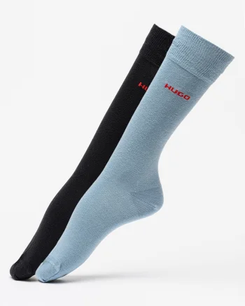 Set de sosete lungi cu logo - 2 perechi, Negru/Albastru prafuit