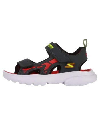 Sandale cu inchidere velcro si detalii logo, Gri