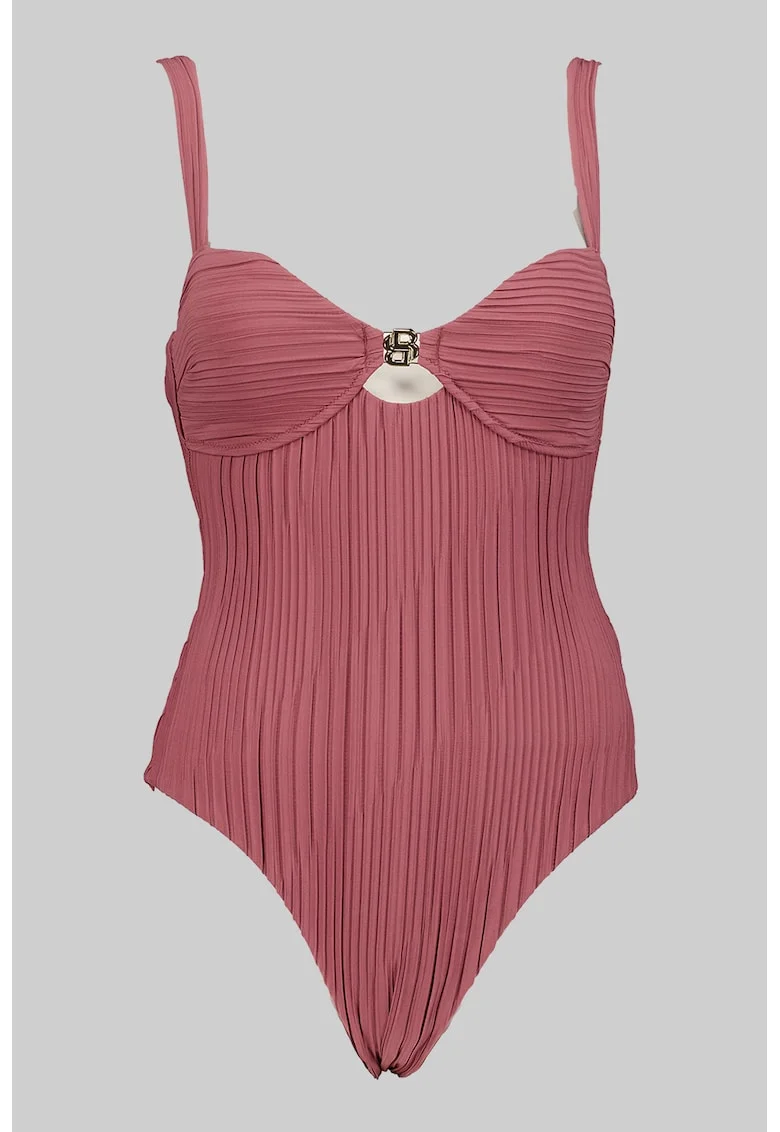 Costum de baie intreg cu burete si striatii, Rosu capsuna