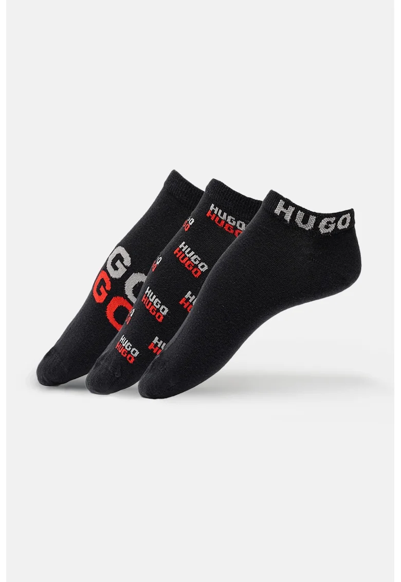 Set de sosete pana la glezna din amestec de bumbac - 3 perechi, Negru