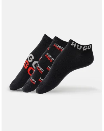 Set de sosete pana la glezna din amestec de bumbac - 3 perechi, Negru