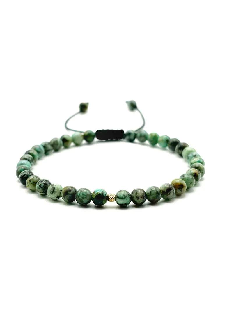Bratara cu bila AUR 14K si pietre naturale semipretioase, snur reglabil, Turcoaz