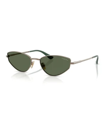 Ochelari de soare cat-eye cu rama metalica, Maro nisip/Verde aquamarin
