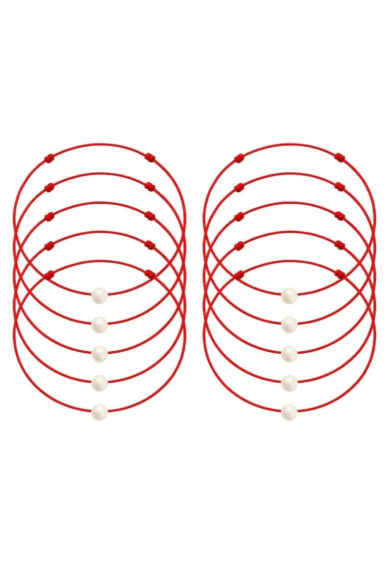 Set de bratari martisor cu perla Preciosa - 10 bucati - 65874, Crem